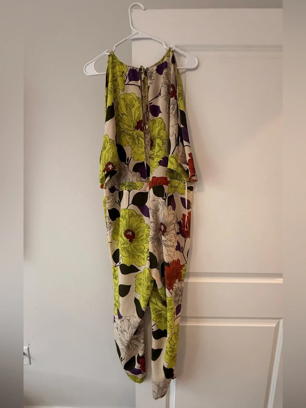 River Island Floral Halter Jumpsuit - Lime, Cream & Rust